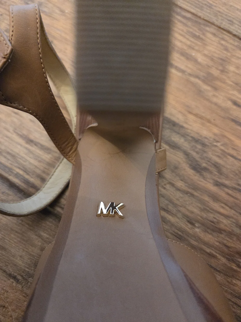 Michael Kors Tan Leather Block Heel Platform Sandals
